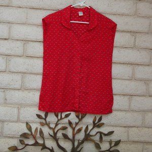 Medium Red Sleeveless Dolphin Blouse FEM FORM